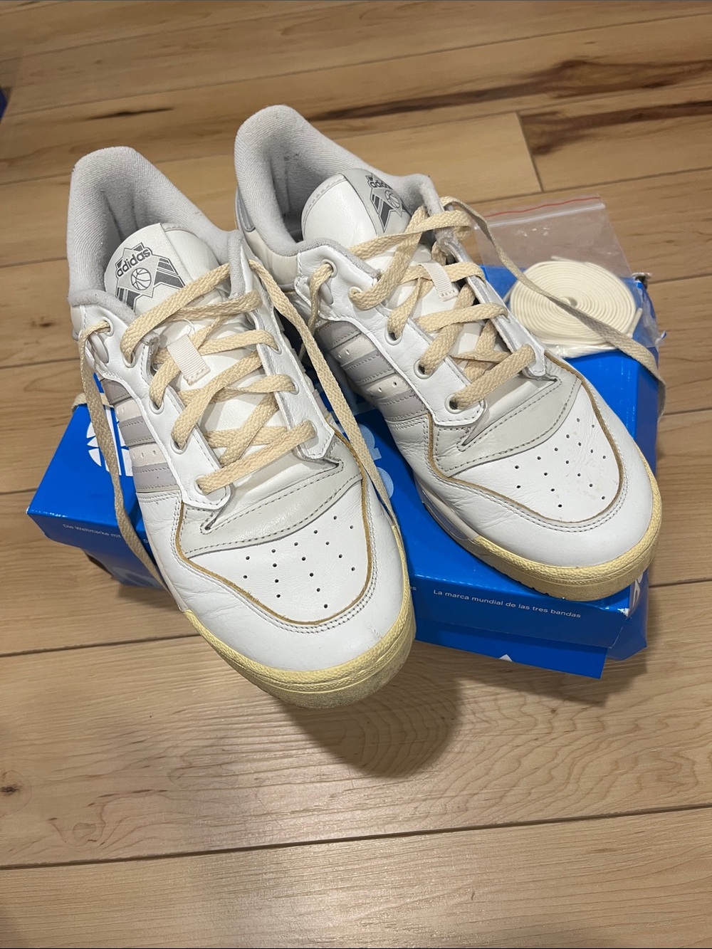 adidas White Sneakers with Cream Accents